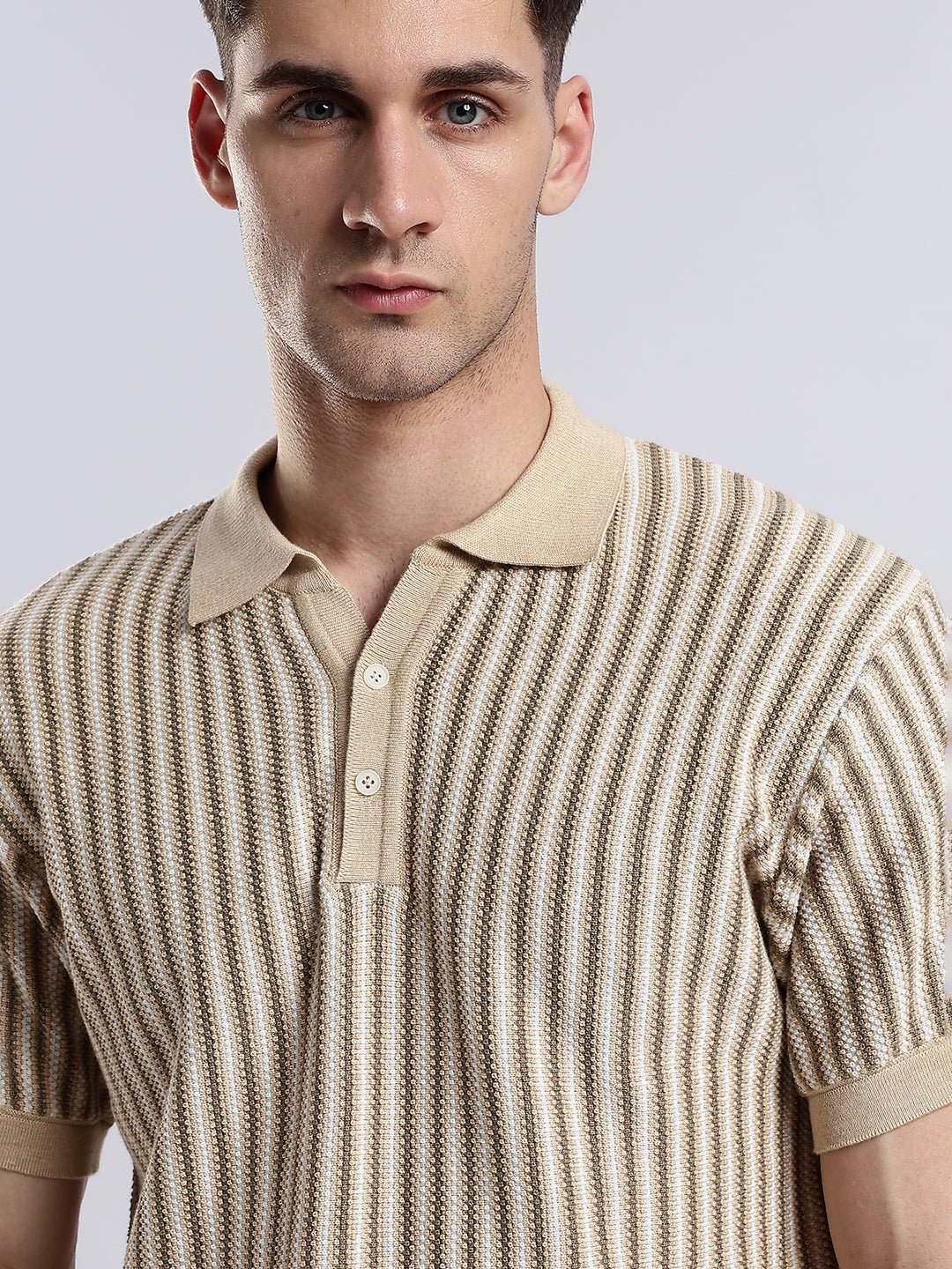 Capri Sandstone Jacquard Knit Polo - Image 4