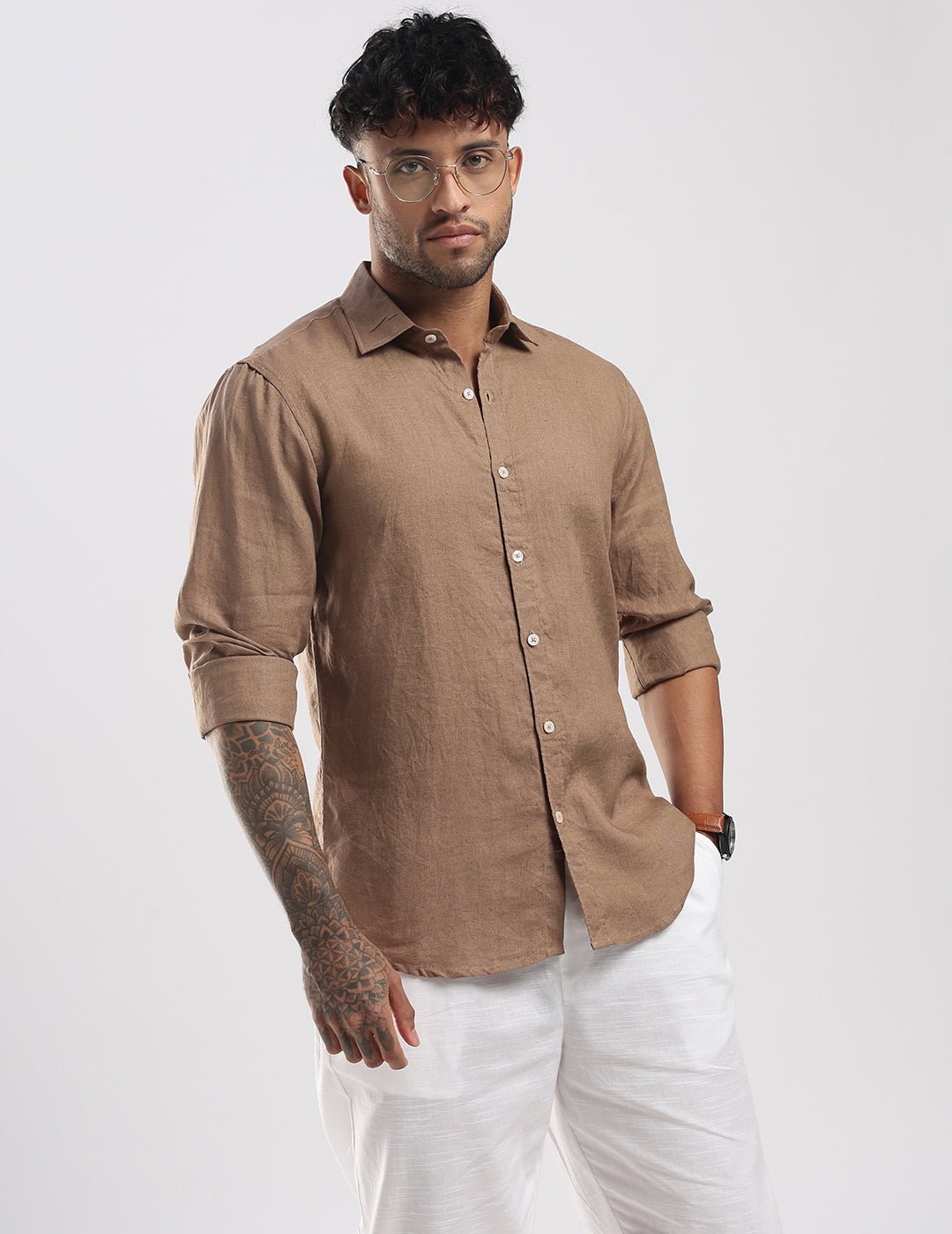 100% Linen Soft Touch Coco Mousse shirt - Image 6