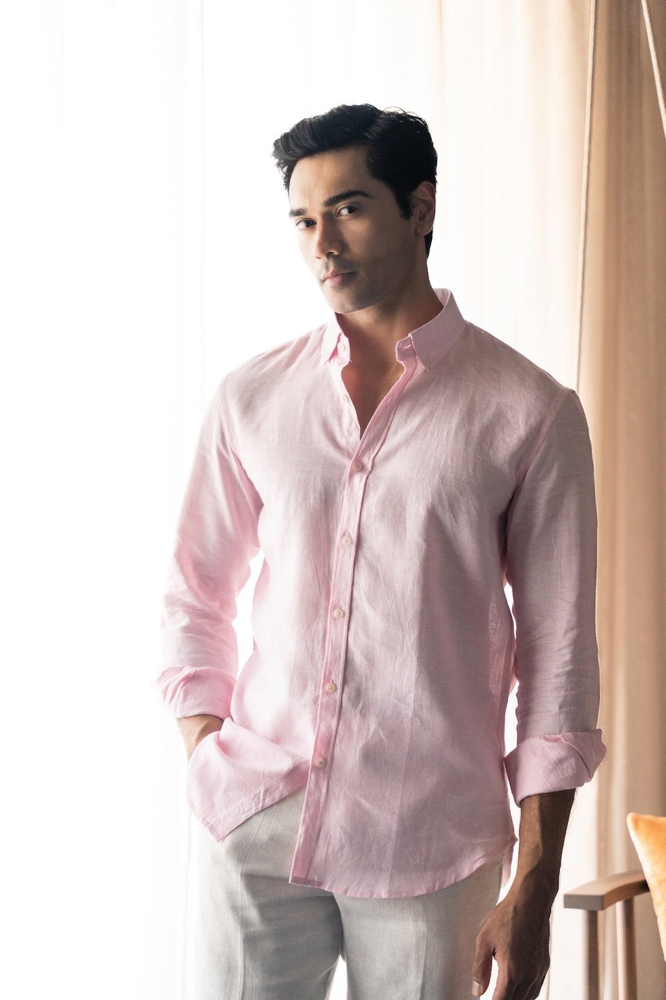 100% Linen Soft Touch Frosty Pink